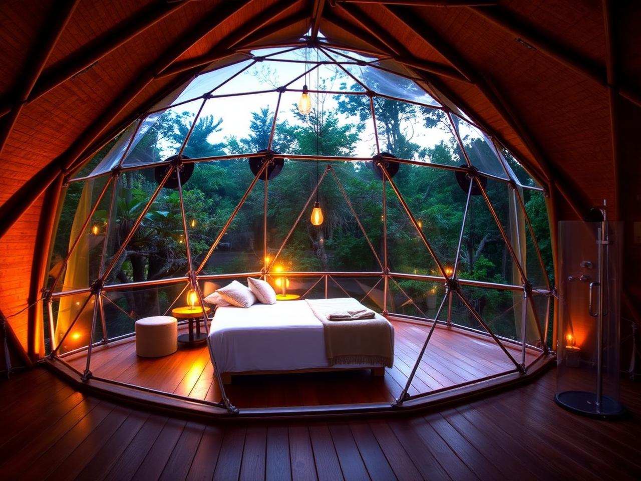 Geodesic Domes - Open air shower, private deck